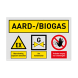 Veiligheidsbord voor ruimte met aardgas of biogas