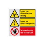 Veiligheidsbord waarschuwing elektrische spanning en niet-ioniserende straling
