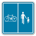 Panneau G2000 - F99b - Chemin réservé à la circulation des piétons, cyclistes et cavaliers avec l’indication de la partie du chemin qui est affectée aux différentes catégories d’usagers