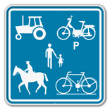 Panneau G2000 - F99c - Chemin réservé aux véhicules agricoles, aux piétons, cyclistes et cavaliers