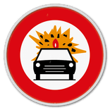 Panneau G2000 - C24b - Accès interdit aux conducteurs de véhicules transportant les marchandises dangereuses inflammables ou explosibles