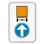 Panneau d'obligation G2000 D4 tout droit - Obligation pour les véhicules transportant des marchandises dangereuses de suivre la direction indiquée par la flèche