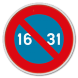 Panneau G2000 - E7 - Stationnement interdit du 16 à la fin du mois