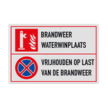 Combinatiebord Brandweer waterwinplaats, plek vrijhouden