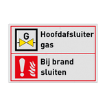 Bord hoofdafsluiter gas, bij brand sluiten - reflecterend