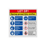 Veiligheidsbord Opslag gevaarlijke stoffen met PBM maatregelen
