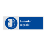 Veiligheidsbord met pictogram en tekst Lasmasker verplicht