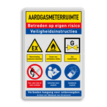 Veiligheidsbord Aardgasmeterruimte met veiligheidsinstructies