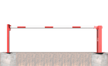 Absperrschranke aus Stahl mit Gegengewicht und Pendelstütze