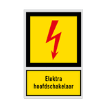 Bord met pictogram en tekst Elektra hoofdschakelaar