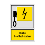Bord Locatie met pictogram en tekst Elektra hoofdschakelaar