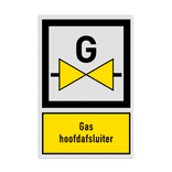 Bord met pictogram en tekst gas hoofdafsluiter