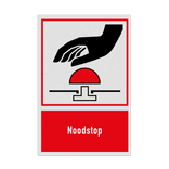 Bord met pictogram en tekst noodstop | reflecterend