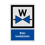 Bord met pictogram en tekst Water hoofdafsluiter