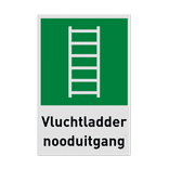 Nooduitgangbord met pictogram en tekst Vluchtladder nooduitgang