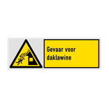 Veiligheidsbord met pictogram en tekst Gevaar voor daklawine