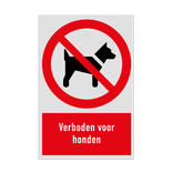 Verbodsbord met pictogram en tekst Verboden voor honden