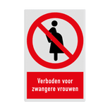 Verbodsbord met pictogram en tekst Verboden voor zwangere vrouwen