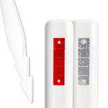 Bermpaal wit kunststof type Harpoen 1200x110x50mm - met reflectoren rood/wit