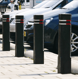 Poteau de rue et de trottoir en plastique recyclé avec bandes réfléchissantes