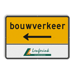 Verkeersbord route bouwverkeer + pijl - met logo