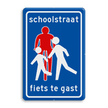 Verkeersbord RVV G15 schoolstraat, fietsen te gast - reflecterend