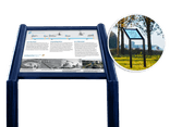 Lessenaar frame aluminium Ø70mm - hoek 45 graden - met informatiepaneel