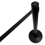 Afzetpaal staal zwart met uittrekbaar lint zwart 2 meter - compleet set 2 stuks