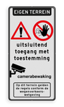 Informatiebord geen toegang zonder toestemming + camerabewaking - reflecterend