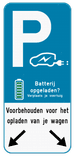Parkeerbord E9 elektrisch laden - batterij vol? - pijl