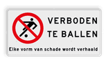 Verkeersbord voetballen verboden - met tekst