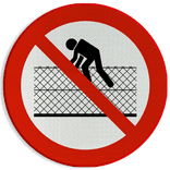 Reflecterende sticker of bord Pictogram P071a - Verboden over de afrastering te klimmen