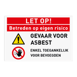Veiligheidsbord Gevaar voor asbest