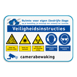 Veiligheidsbord met logo en diverse veiligheidsinstructies