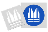 Pochoir gilet de sécurité obligatoire - plusieurs dimensions