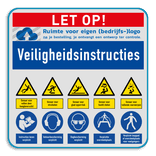 Veiligheidsbord met veiligheidsinstructies en 10 pictogrammen