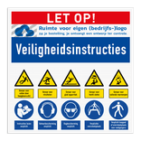 Veiligheidsbord met veiligheidsinstructies en 10 pictogrammen