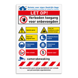Toegangsbord voor eigen terrein met 8 pictogrammen