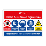 Werfbord met diverse PBM veiligheidsinstructies