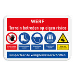 Werfbord met diverse PBM veiligheidsinstructies