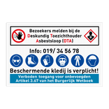 Werfbord Asbestsloop, Bezoekers melden bij DTA met PBM pictogrammen
