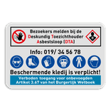 Werfbord Asbestsloop, Bezoekers melden bij DTA met PBM pictogrammen