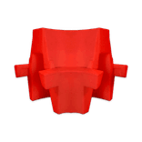 Séparateur de voie d'angle 90° en plastique 430x580x550mm – rouge/blanc – remplissable à l'eau ou au sable