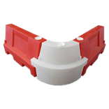Séparateur de voie d'angle 90° en plastique 430x580x550mm – rouge/blanc – remplissable à l'eau ou au sable