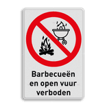 Reflecterend verbodsbord BBQ en open vuur niet toegestaan