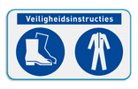 Veiligheidsbord voor magazijn met 2 PBM pictogrammen