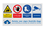 Veiligheidsbord voor magazijn 4 pictogrammen + logo