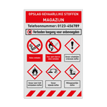 Bord GHS opslag gevaarlijke stoffen + pictogrammen - reflecterend