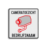Bord cameratoezicht + bedrijfsnaam - vierkant