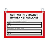 Veiligheidsbord Nordex T2a - 450x300mm - Alupanel 2mm incl. 2x gat + harpsluiting bovenzijde
